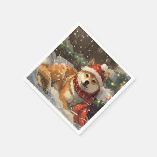 Shiba Inu-hond Kerstfeest Servet (Hoek)