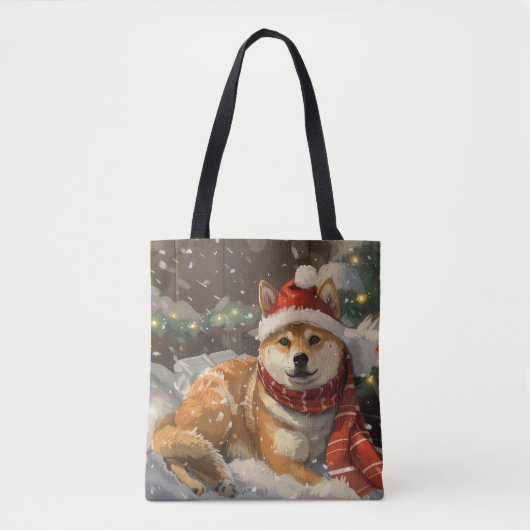Shiba Inu Hond Kerstfeest Tote Bag (Voorkant)