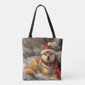 Shiba Inu Hond Kerstfeest Tote Bag (Achterkant)