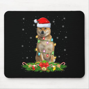 Shiba Inu Hond Kerstlichtjes Grappige Kerstman Hoe Muismat