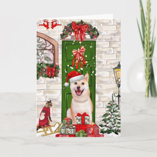 Shiba Inu Hond Kerstmis Kaart (Voorkant)