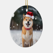 Shiba Inu Hond Kerstmis Keepsake Keramisch Ornament (Rechts)