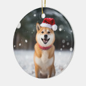 Shiba Inu Hond Kerstmis Keepsake Keramisch Ornament (Links)