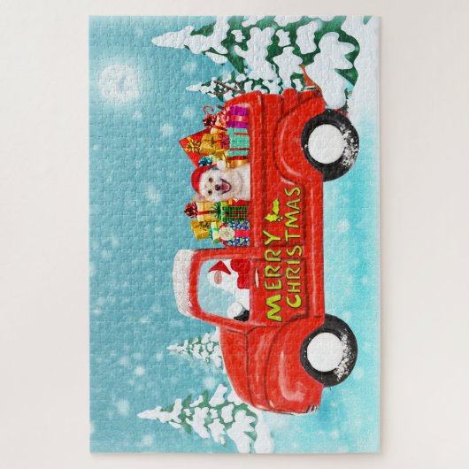 Shiba Inu Hond Kerstmis Kerstman Levering Truck Legpuzzel (Verticaal)