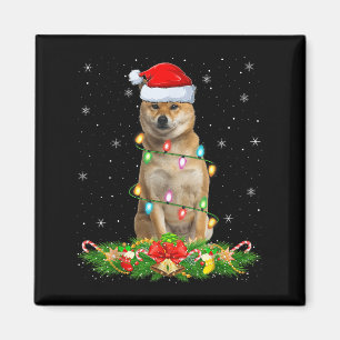 Shiba Inu-hond Kerstverlichting Grappige Kerstman Magneet