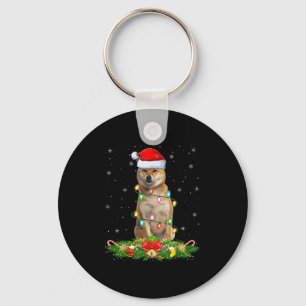 Shiba Inu hond Kerstverlichting Grappige kerstman Sleutelhanger