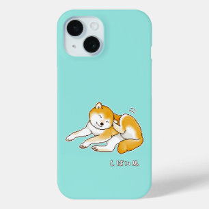 Shiba Inu hond krabt haar oor Pixelart iPhone 15 Case