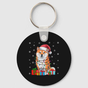 Shiba Inu Hond Lelijke Kerstverlichting Santa Shib Sleutelhanger