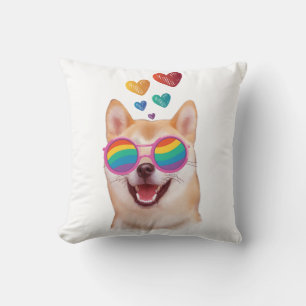 Shiba Inu-hond met harten Valentijnsdag  Kussen