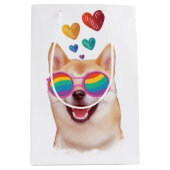 Shiba Inu-hond met harten Valentijnsdag Medium Cadeauzakje (Voorkant)