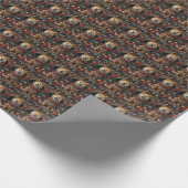 Shiba Inu hond met kerstcadeaus open haard Cadeaupapier (Hoek)