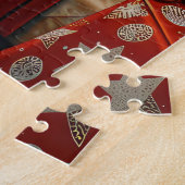 Shiba Inu hond met kerstcadeaus open haard Legpuzzel (Zijkant)