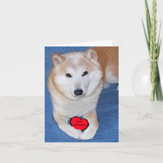 Shiba Inu hond met rood hart Feestdagen Kaart (Voorkant)
