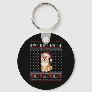 Shiba Inu Hond met Santa Hat Lelijke Xmas Dog Love Sleutelhanger