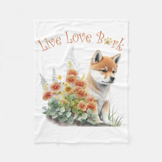 Shiba Inu-hond Moeder Bloem Fleece Deken (Voorkant)