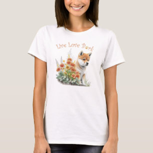 Shiba Inu Hond Moeder Bloemstuk T-shirt