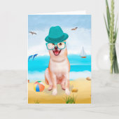 Shiba Inu Hond op het strand Kaart (Voorkant)