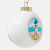 Shiba Inu Hond op het strand Keramische Bal Ornament (Links)