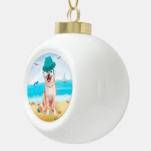 Shiba Inu Hond op het strand Keramische Bal Ornament (Rechts)