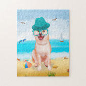 Shiba Inu Hond op het strand Legpuzzel (Verticaal)