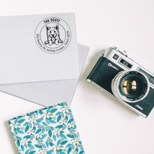 Shiba Inu Hond Retouradres Familie Rubberstempel