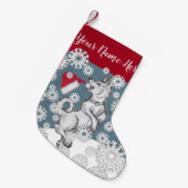 Shiba Inu Hond Santa Hoed Blauwe Winter Sneeuwvlok Kleine Kerstsok (Voorkant (Hangend))