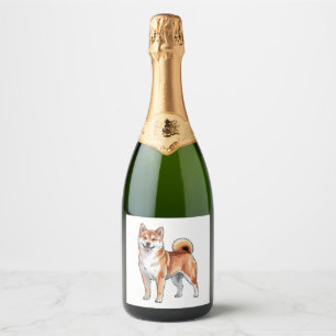 Shiba Inu-hond - Schattig en Gelukkig Sparkling Wijnetiket