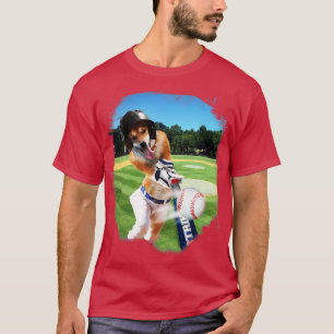 Shiba Inu Hond Spelen Tafel Honkbal T-shirt