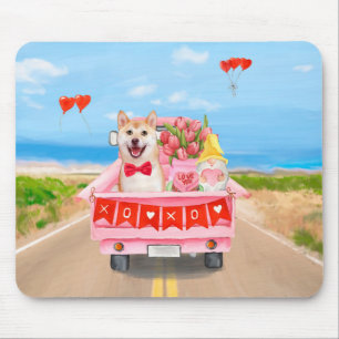 Shiba Inu-hond Valentijnsdag vrachtwagen harten Muismat