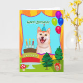 Shiba Inu Hond Verjaardag Kaart (Gele Bloem)