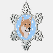 Shiba Inu Hond Wit Kerstboom Patroon Tin Sneeuwvlok Ornament (Rechts)