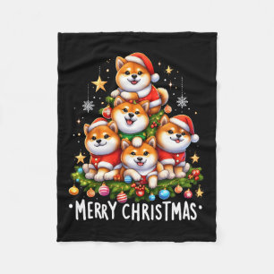 Shiba Inu Honden Vrolijk Kerstmis Kerstcadeaus Ker Fleece Deken