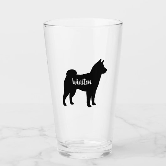 Shiba Inu Hondenras silhouet gepersonaliseerd Glas (Voorkant)