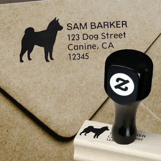 Shiba Inu Hondenras Silhouette Return Address Rubberstempel