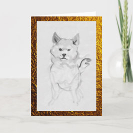 Shiba Inu-hondportret huisdier inkt-was-schilderij Kaart