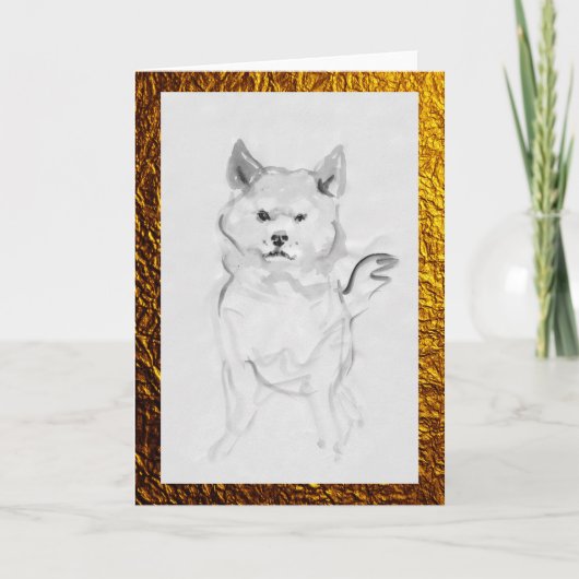 Shiba Inu-hondportret huisdier inktpenseeltekening Kaart (Voorkant)