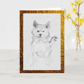 Shiba Inu-hondportret huisdier inktpenseeltekening Kaart (Gele Bloem)