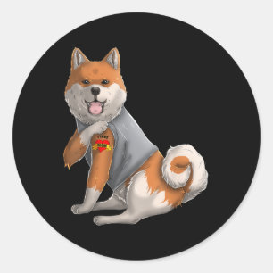 Shiba Inu I Love Mam Tattoo Dog Shirt Funny Moeder Ronde Sticker