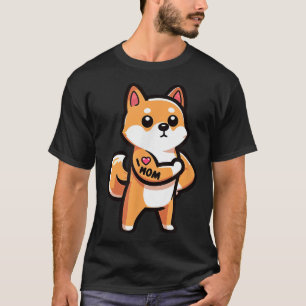 Shiba Inu I Love Mom Funny Dog Tattoo T-shirt