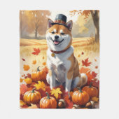 Shiba Inu in de herfst verlaat Thanksgiving kunst Fleece Deken (Voorkant)