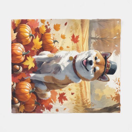 Shiba Inu in de herfst verlaat Thanksgiving kunst Fleece Deken (Voorkant (Horizontaal))