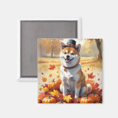 Shiba Inu in de herfst verlaat Thanksgiving kunst Magneet (Voorkant / Achterkant)