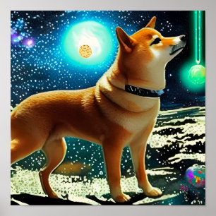 Shiba Inu in de ruimte Poster