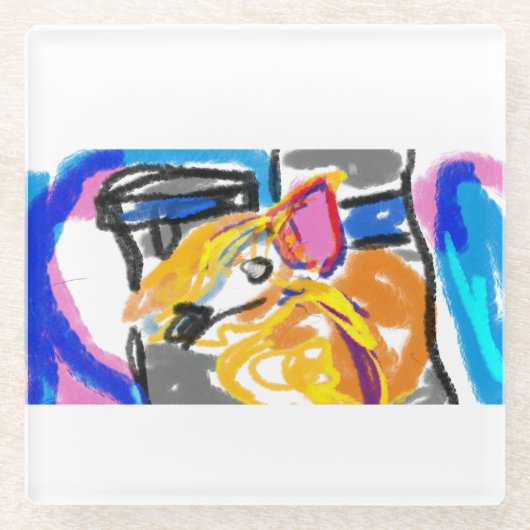 Shiba Inu in de stad Glazen Onderzetter (Voorkant)