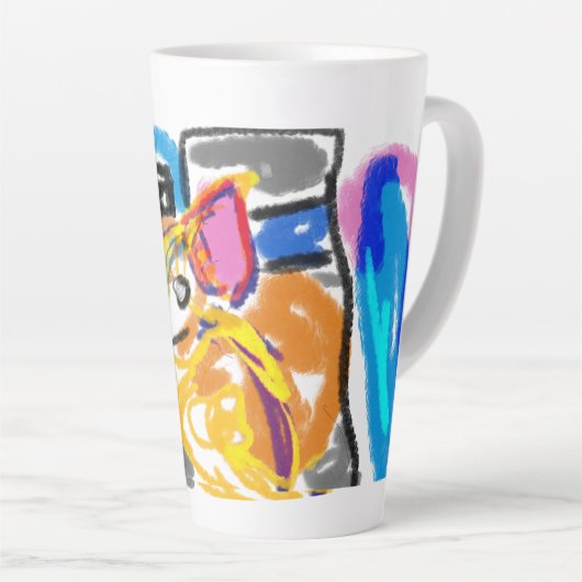 Shiba Inu in de stad Latte Mok (Rechterhoek)