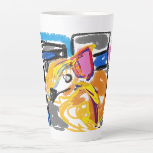 Shiba Inu in de stad Latte Mok (Voorkant)