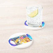 Shiba Inu in de stad Zandsteen Onderzetter (Zijkant)