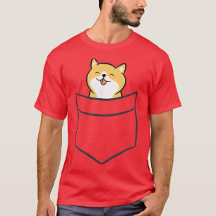 Shiba Inu in een zakje cute pocket Shiba Inu T-shirt