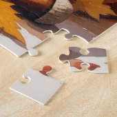Shiba Inu in herfstbladeren dankdag kunst Legpuzzel (Zijkant)