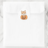 Shiba Inu In Pompoen Zoete Honden Gelukkig Hallowe Ronde Sticker (Tas)
